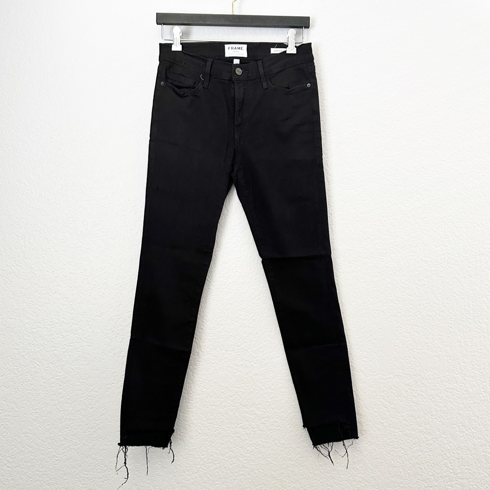 FRAME Denim Le Skinny De Jeanne Unfinished Hem Noir Black 27